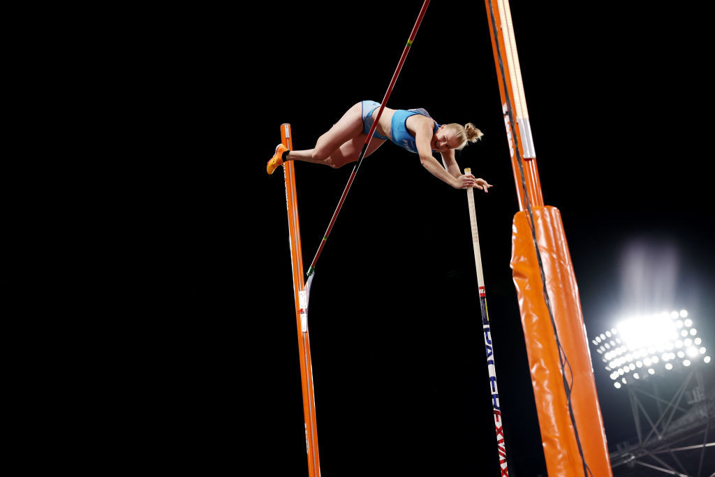 Finland's Wilma Murto equalled the European Championships record of 4.85m in winning the women's pole vault title in Munich ©Getty Images