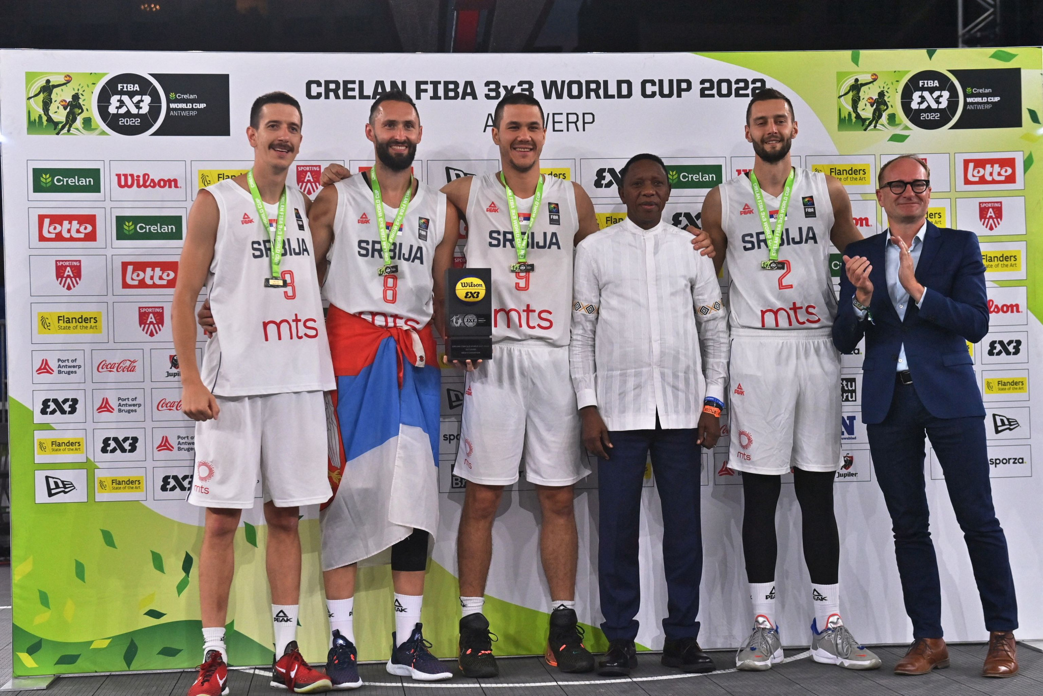 After winning the FIBA 3x3 World Cup, Strahinja Stojačić, furthest left, is among the Serbian stars competing for Ub on the 3x3 World Tour in Lausanne ©Getty Images