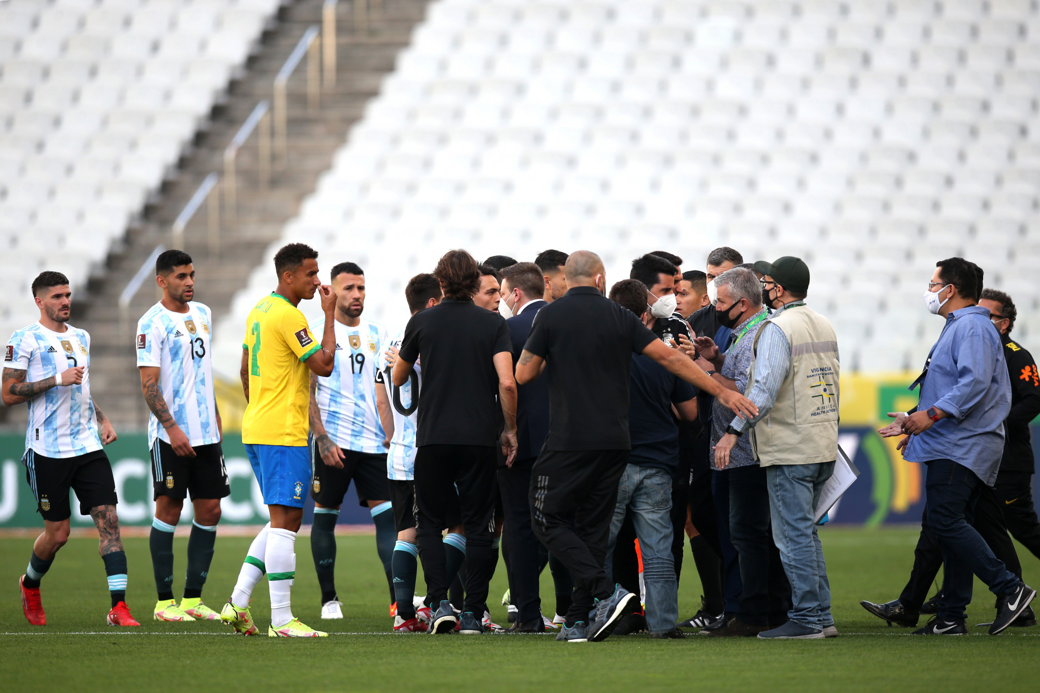 The original FIFA World Cup qualifier between Brazil and Argentina descended into chaos when Brazilian health officials stormed the pitch ©Getty Images