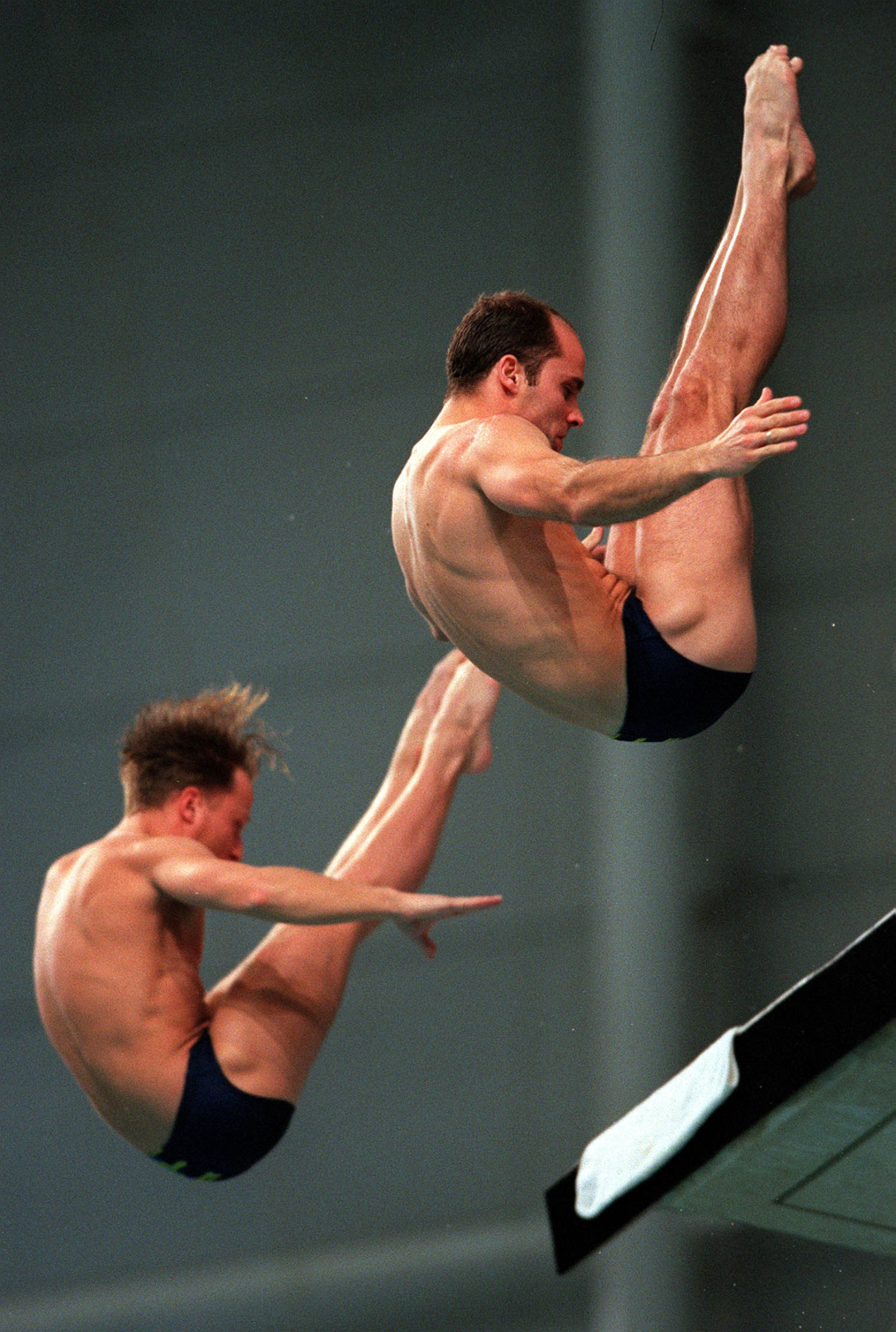 Hempel, right, won two Olympic medals including a bronze in the synchronised platform alongside Heiko Meyer, left, at Sydney 2000 ©Getty Images