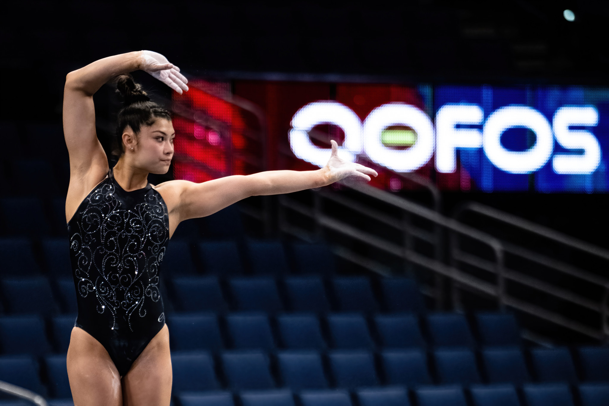 Kayla DiCello takes part in women's podium training at the Championships ©USA Gymnastics
