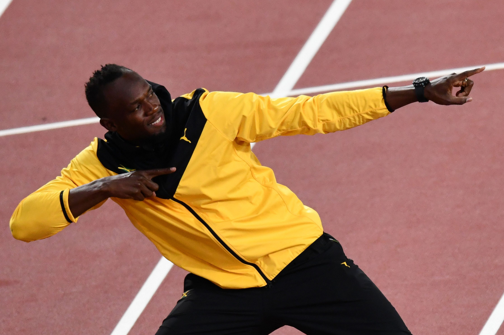 Usain Bolt is hoping to trademark a logo of his famous celebration ©Getty Images