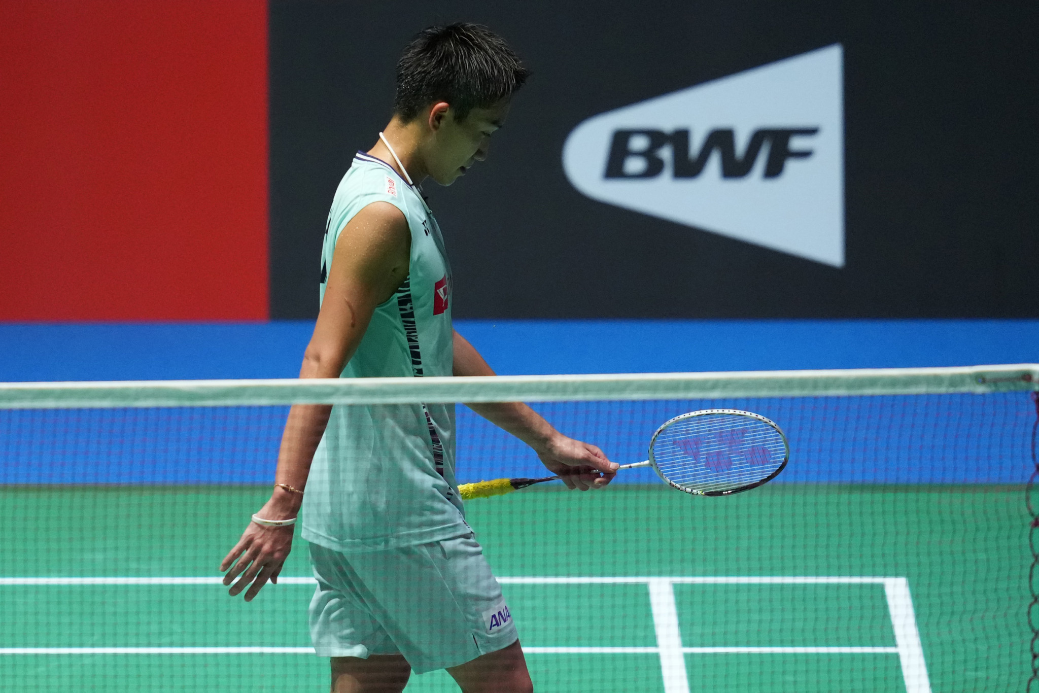 Kento Momota crashed out of the men's singles competition at the Badminton World Championships ©Getty Images
