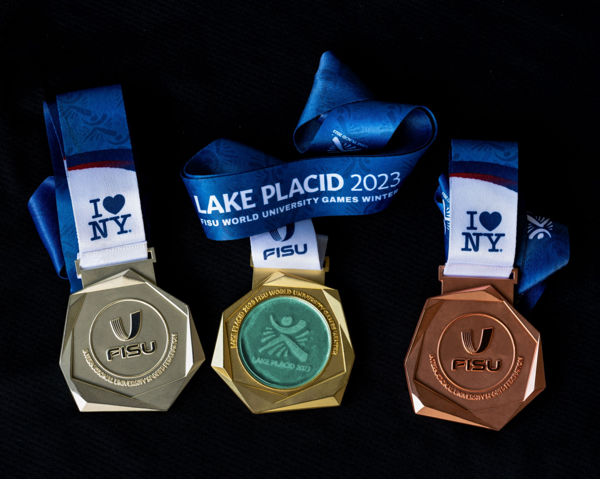 The medals for the Winter World University Games have been inspired by the winter environment in Lake Placid ©Lake Placid 2023