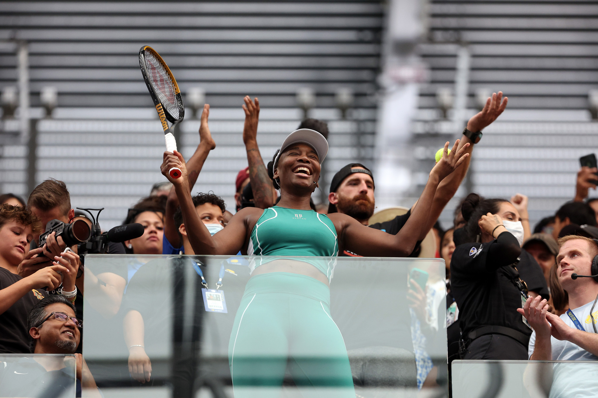 Venus Williams took part in a match as part of Arthur Ashe Kids Day celebration ©Getty Images