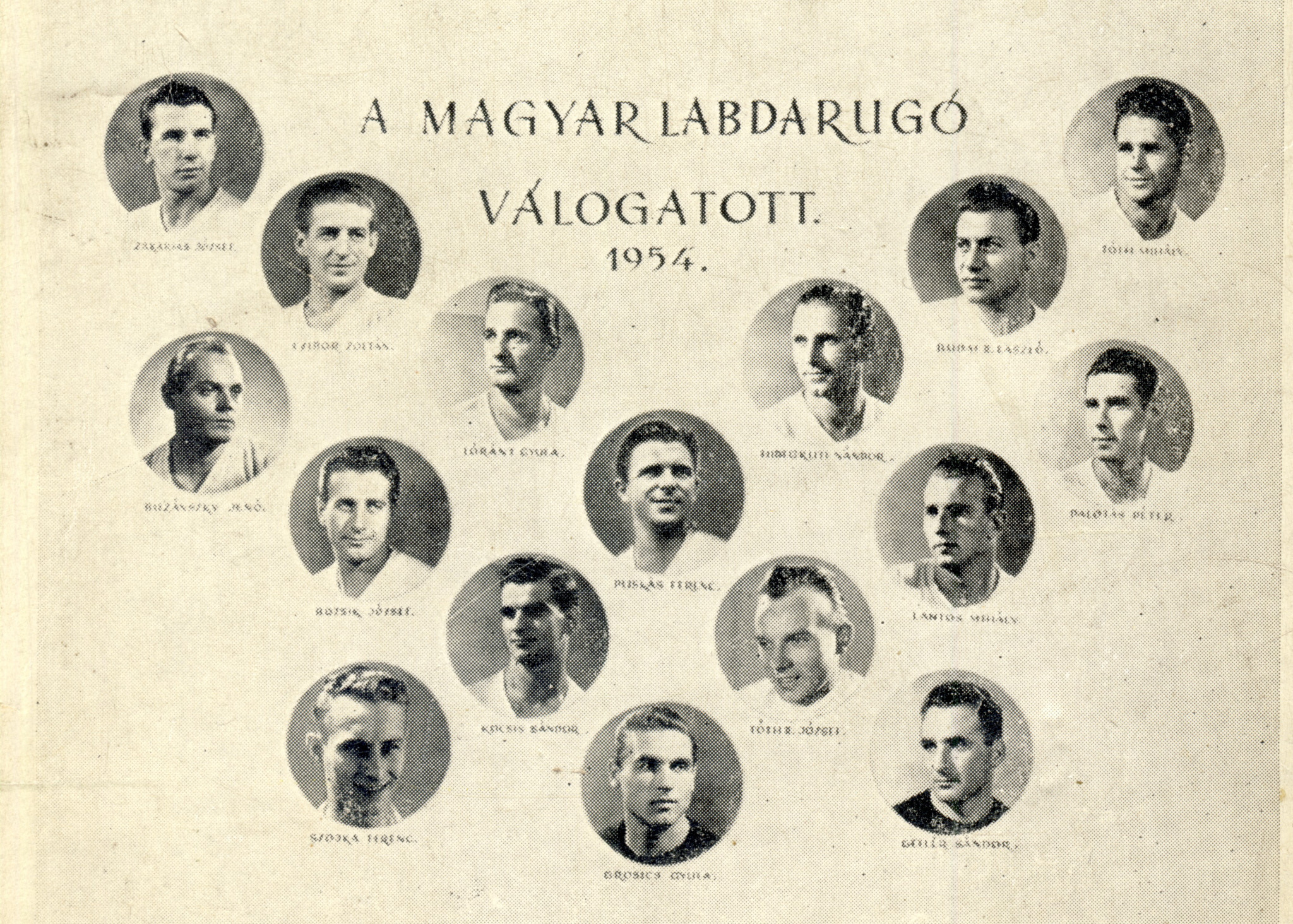Hungary's Golden Team depicted in a post card in 1954 ©Hungarian Football Federation
