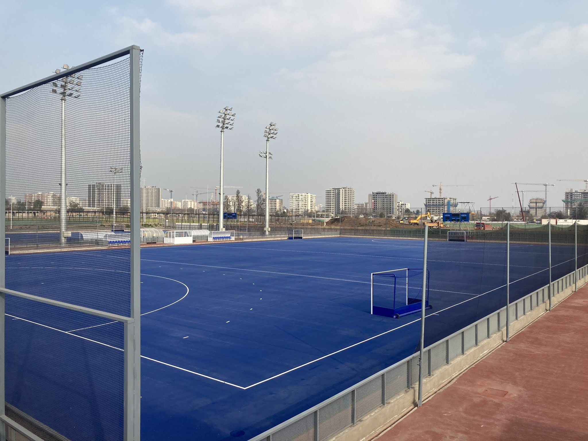 A blue surface has already been put in place at the new hockey venue ©ITG