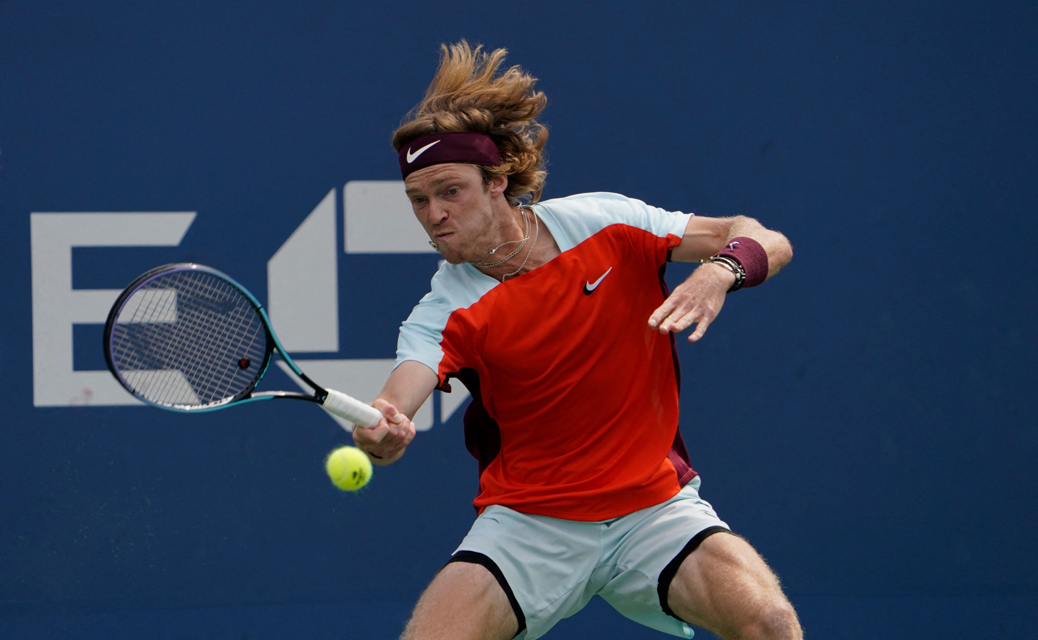 Russia's Andrey Rublev, competing as a neutral, beat Canada's Denis Shapovalov in five sets ©Getty Images