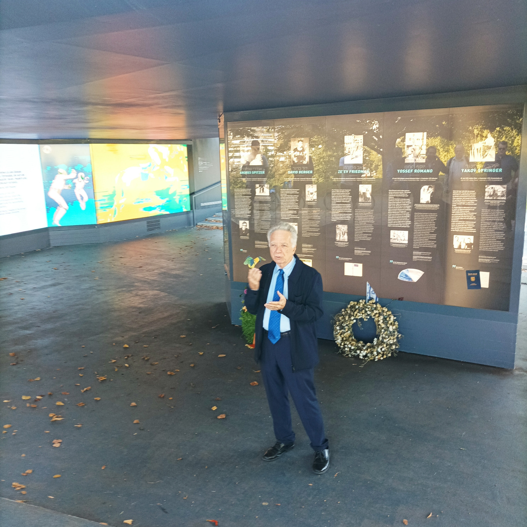 Author and Olympic historian David Wallechinsky speaking at the memorial in Munich's Olympic Park today  ©ITG