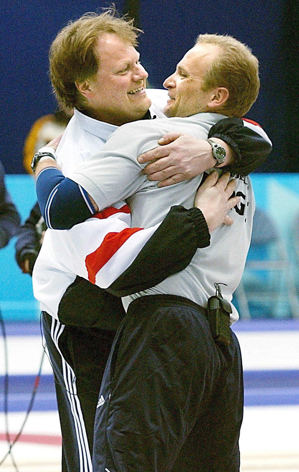 Bent Ånund Ramsfjell, right, won men's team curling Olympic gold with Norway at Salt Lake City 2002 ©Getty Images