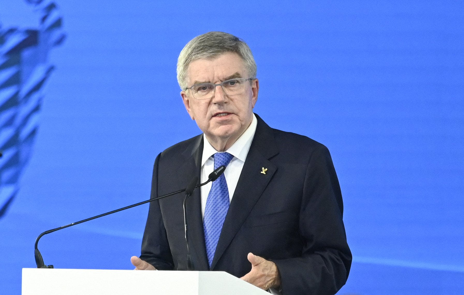 IOC President Thomas Bach speaks during the memorial events ©Getty Images