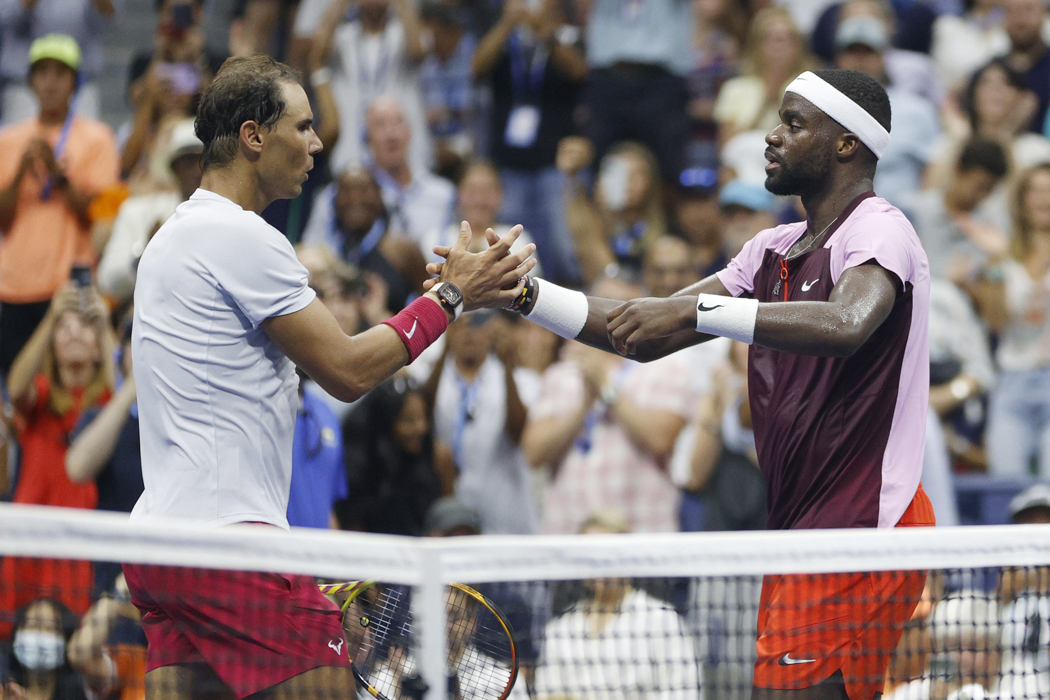 Nadal congratulates Frances Tiafoe who has moved through to the quarter-finals of the US Open for the first time ©Getty Images
