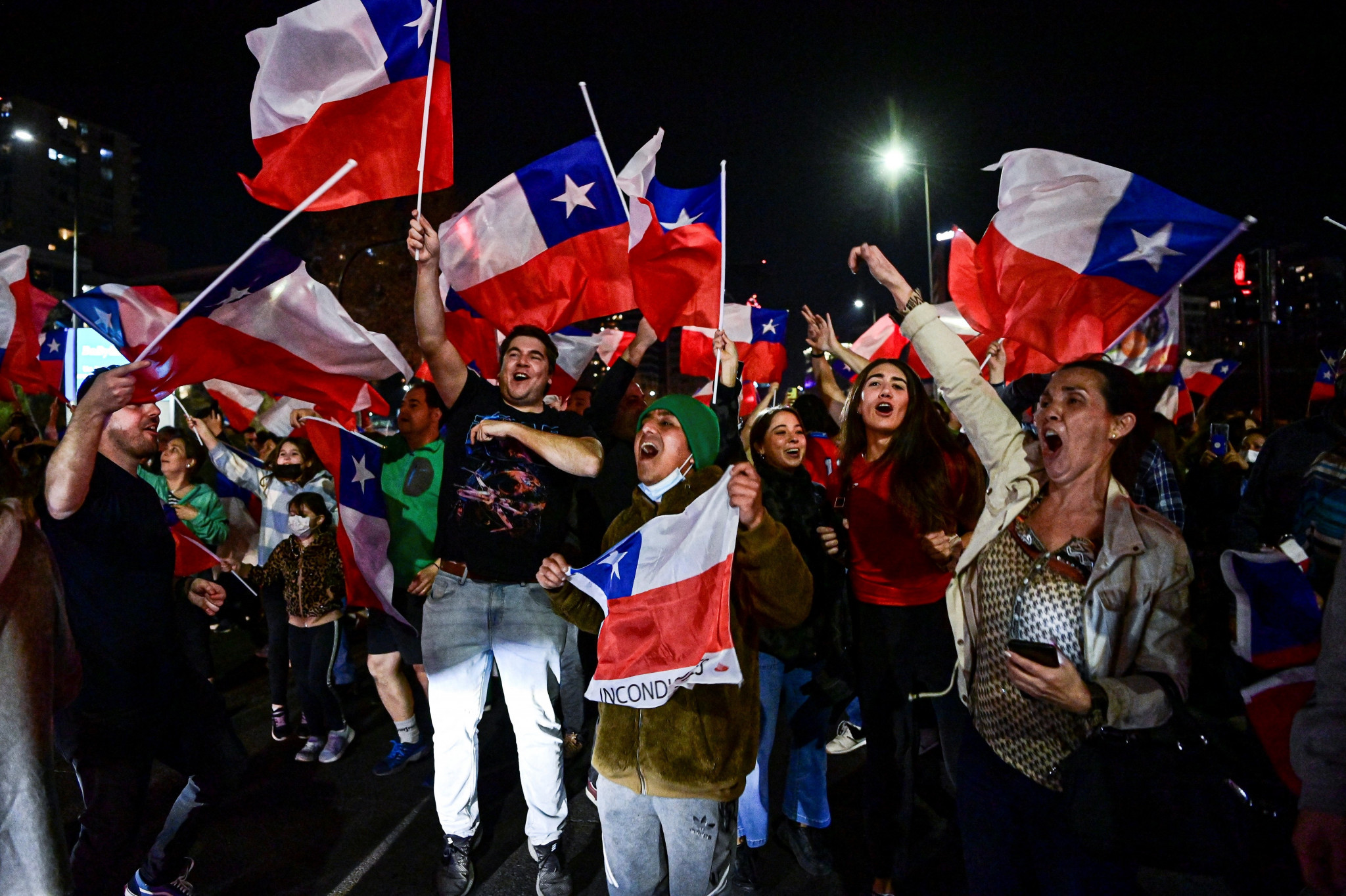 Chileans celebrate after the result of the constitutional referendum ©Getty Images