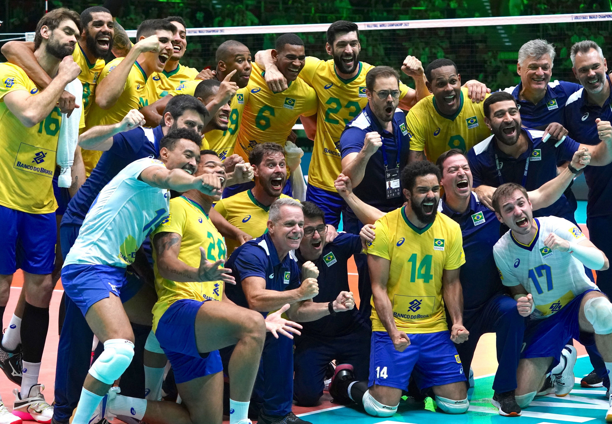 Brazil's players celebrate after overcoming Argentina in the quarter-finals ©Getty Images
