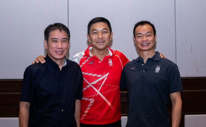 Tan Chuan-Jin, centre, has secured another four-year term as head of the Singapore National Olympic Council ©SNOC