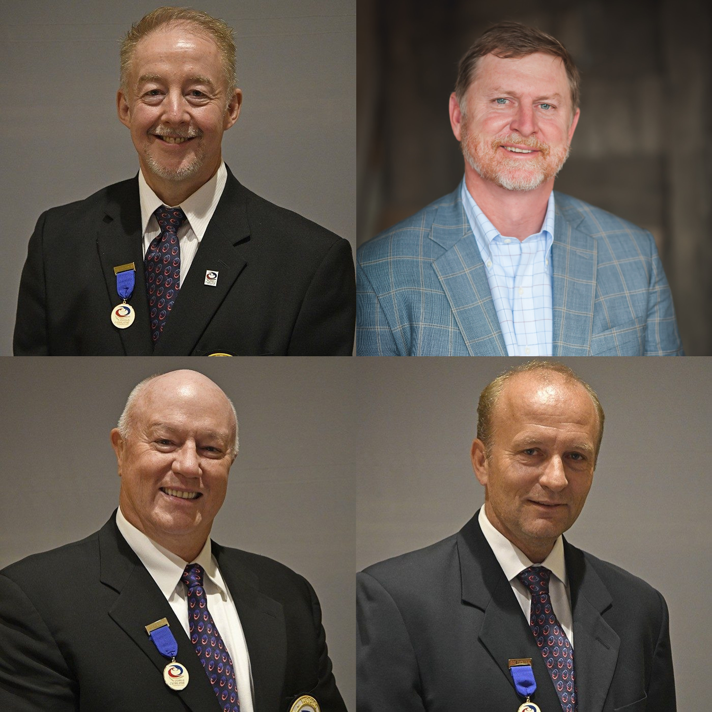 Graham Prouse, Beau Welling, Bent Ånund Ramsfjell and Hugh Millikin, clockwise from top left, all want to World Curling Federation President ©ITG