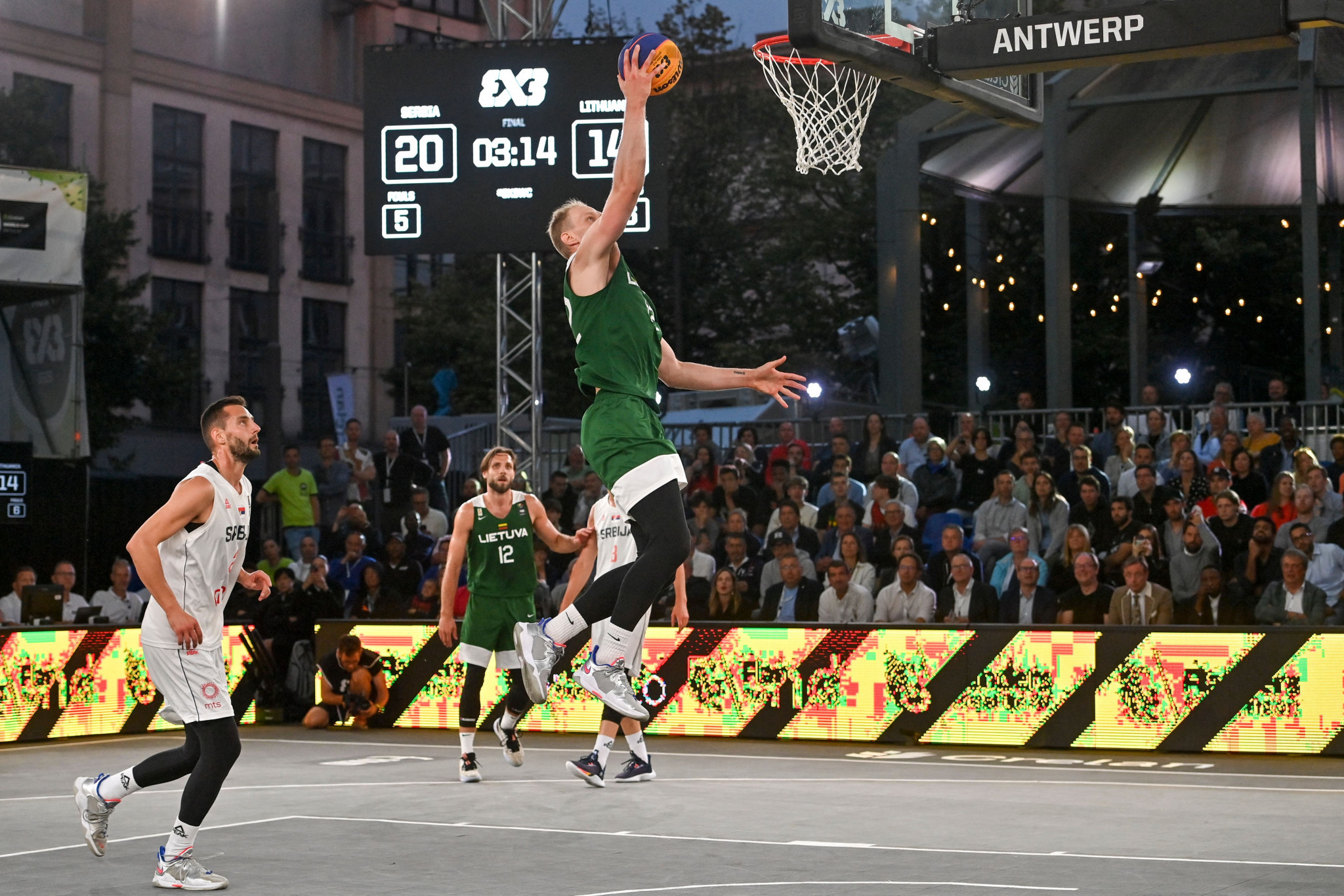 Serbia, playing in white, defeated Latvia to retain the FIBA 3x3 Europe Cup men's title ©Getty Images