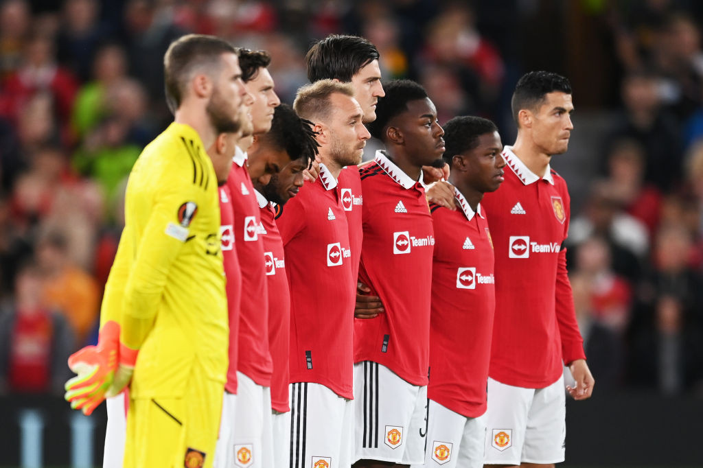 Manchester United's Champions League group match against Real Sociedad at Old Trafford last Thursday was preceded by a minute's silence to honour the late Queen Elizabeth II ©Getty Images