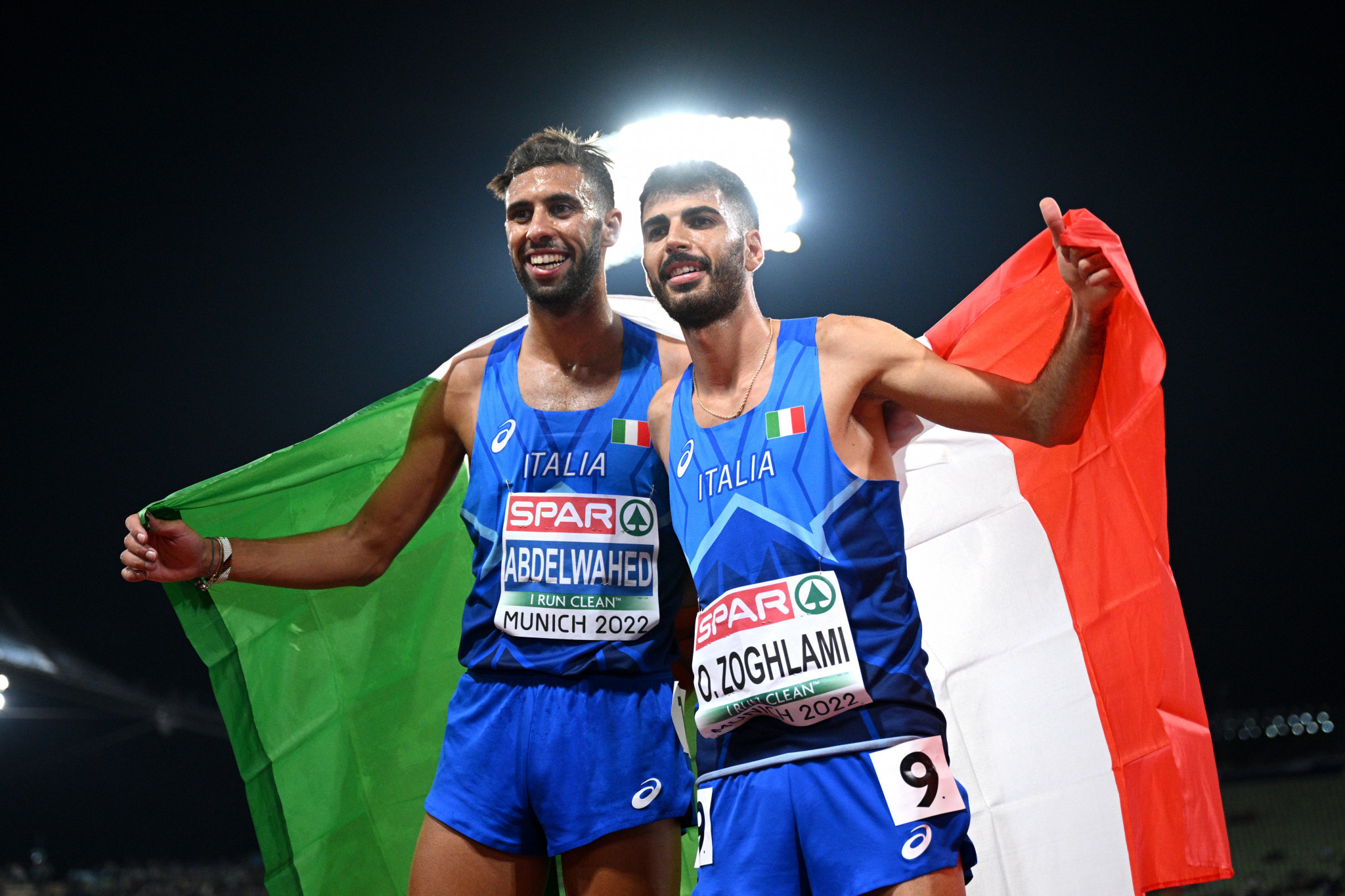Ahmed Abdelwahed, left, claimed men's 3,000 metres steeplechase silver at the European Championships behind compatriot Osama Zoghlami ©Getty Images