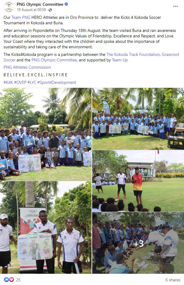 Several Papua New Guinea athletes delivered a session on maintaining coastlines to children ©PNGOC/Facebook