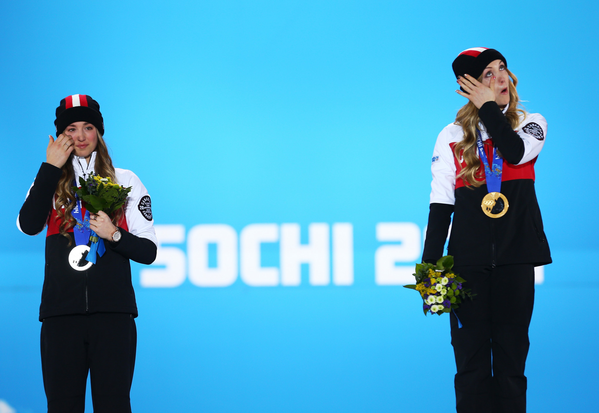 Chloé Dufour-Lapointe, left, won Olympic silver behind younger sister Justine at Sochi 2014 ©Getty Images