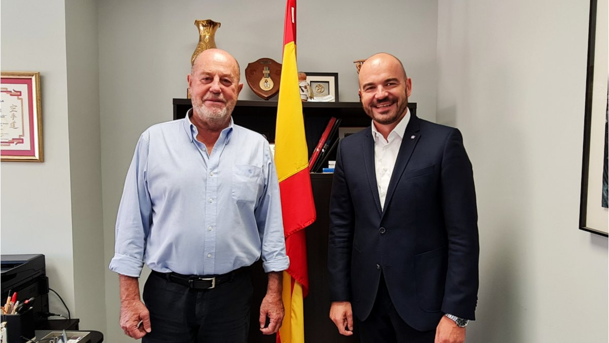 WKF President Antonio Espinós, left, met with EKF secretary general Davor Clipek ©WKF