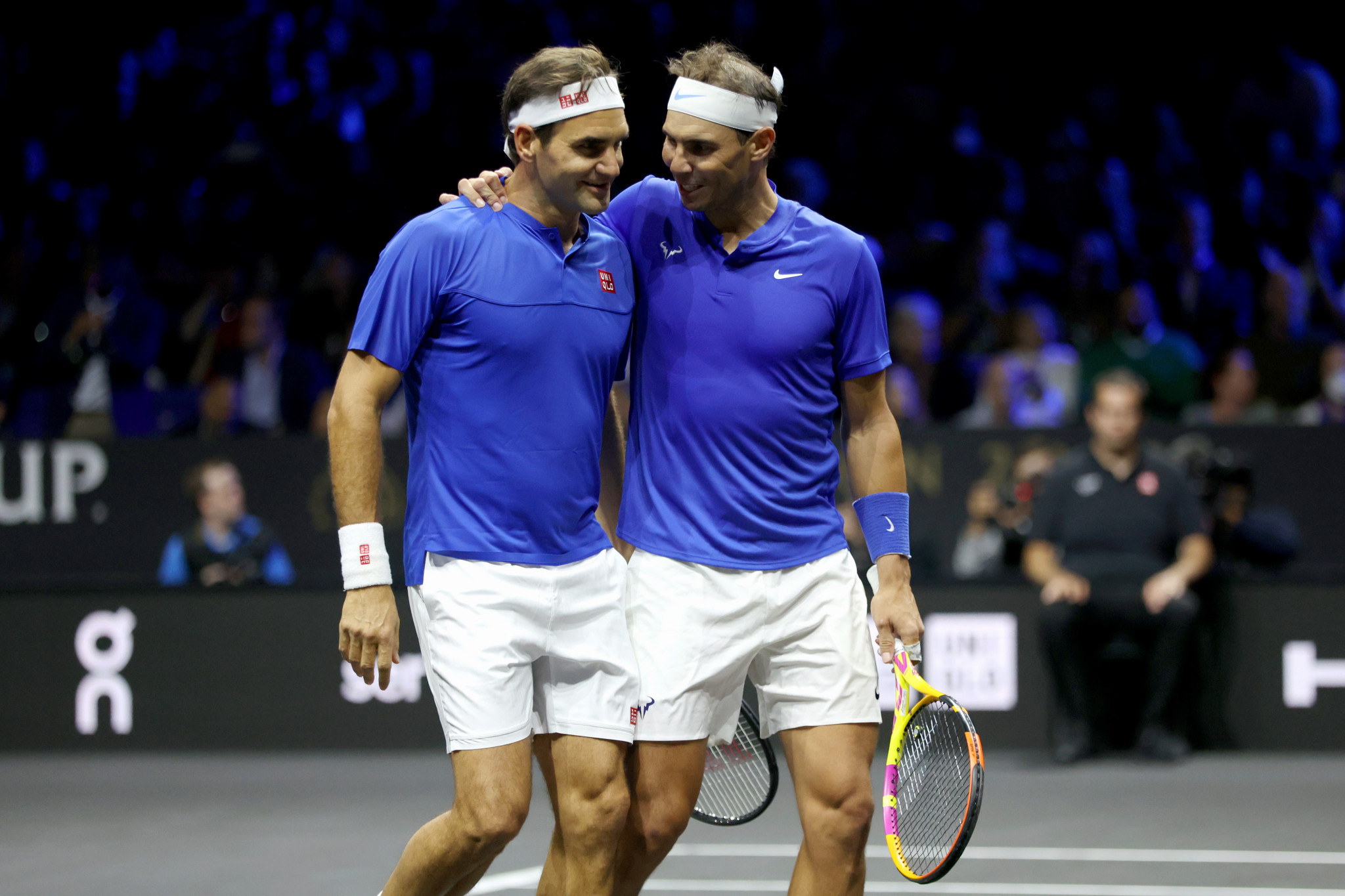 Roger Federer, left, played his final match along with long-time rival and good friend Rafael Nadal ©Getty Images