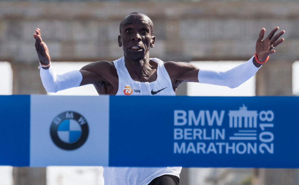 Eliud Kipchoge set the marathon world in Berlin in 2018 ©Getty Images