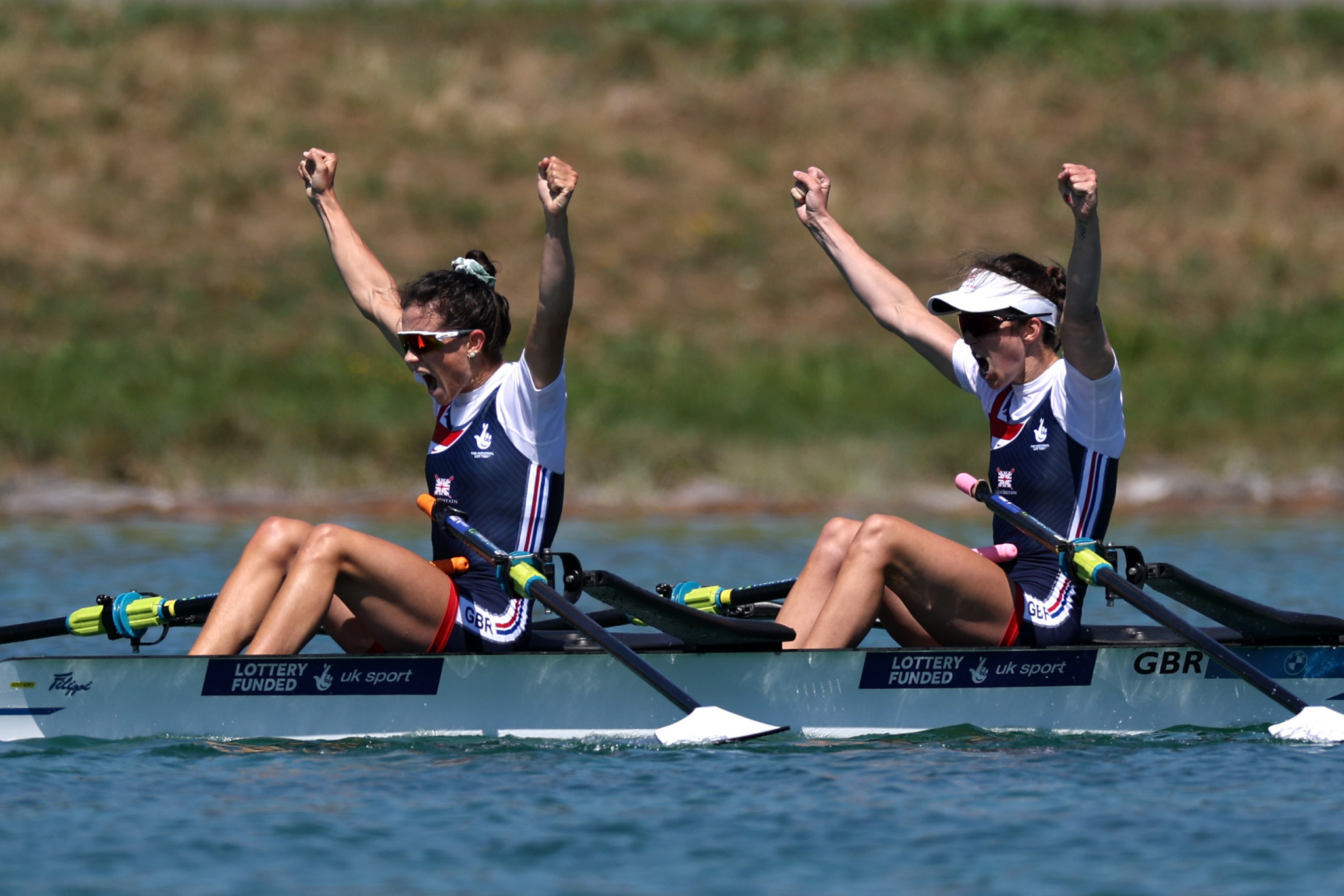 Emily Craig, left, and Imogen Grant, right, were triumphant in the lightweight women's double sculls ©Getty Images