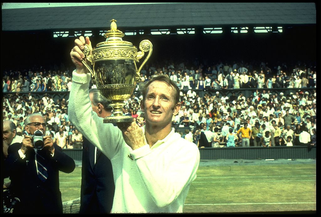 Rod Laver of Australia, pictured after winning Wimbledon in 1969, is the only tennis player to have won two calendar Grand Slams, which he did in 1962 and 1969 ©Getty Images