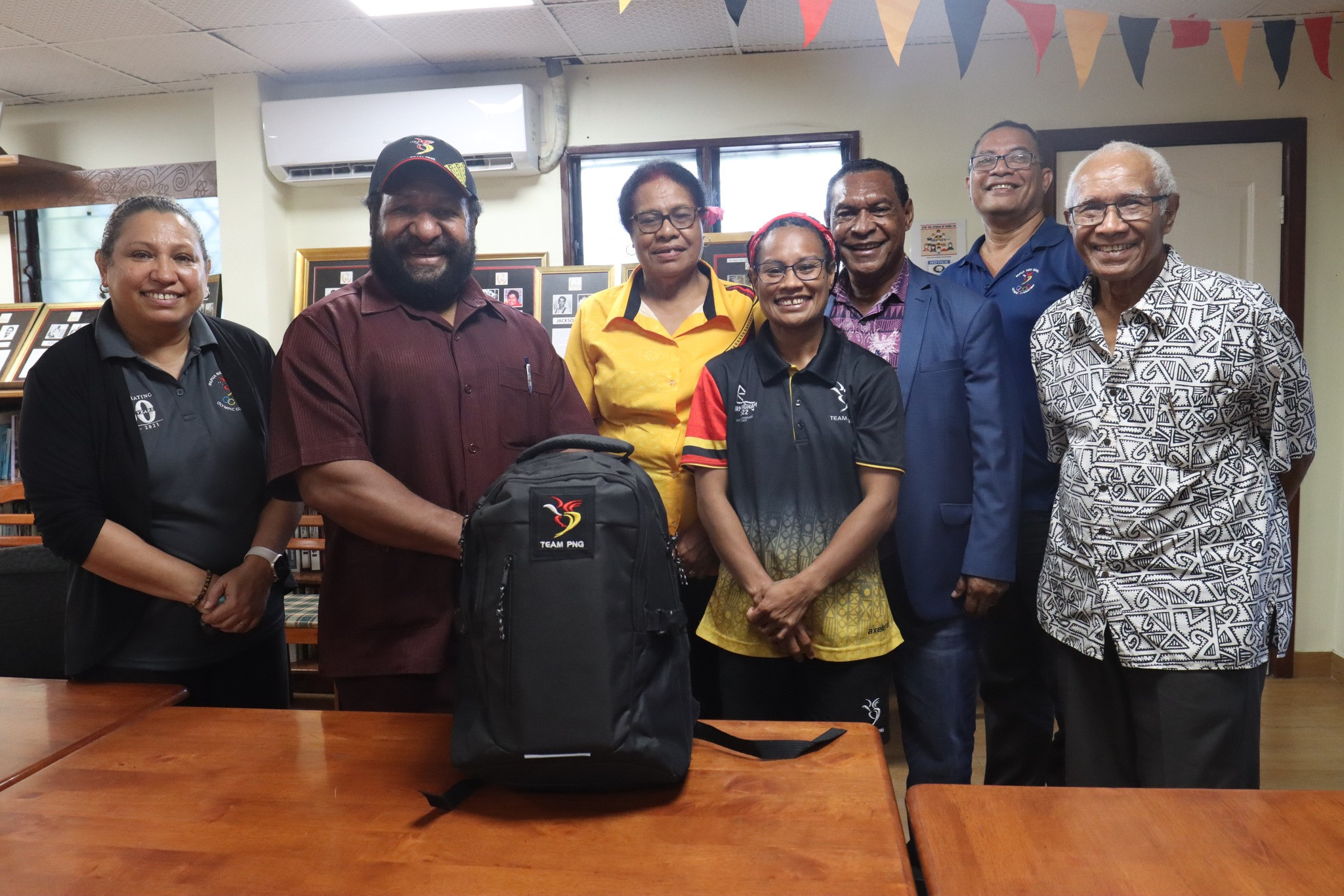 New Sports Minster Don Polye, second left, visited Olympic Haus in Port Moresby ©Facebook/PNGOC