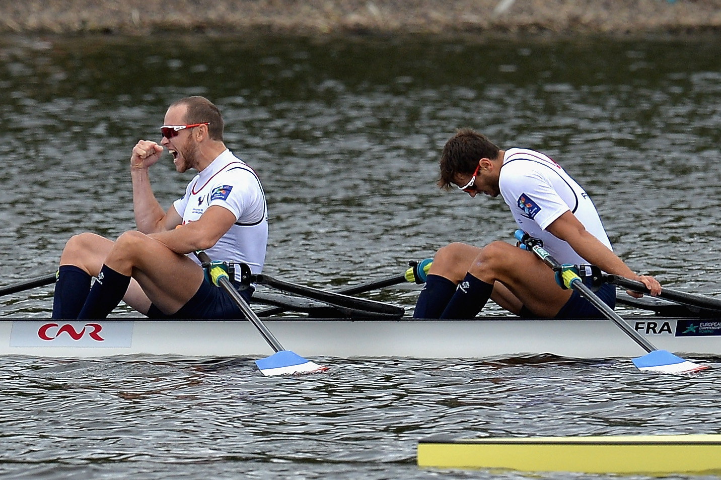 Matthieu Androdias, left, and Hugo Boucheron, right, won the men's double sculls event ©Getty Images