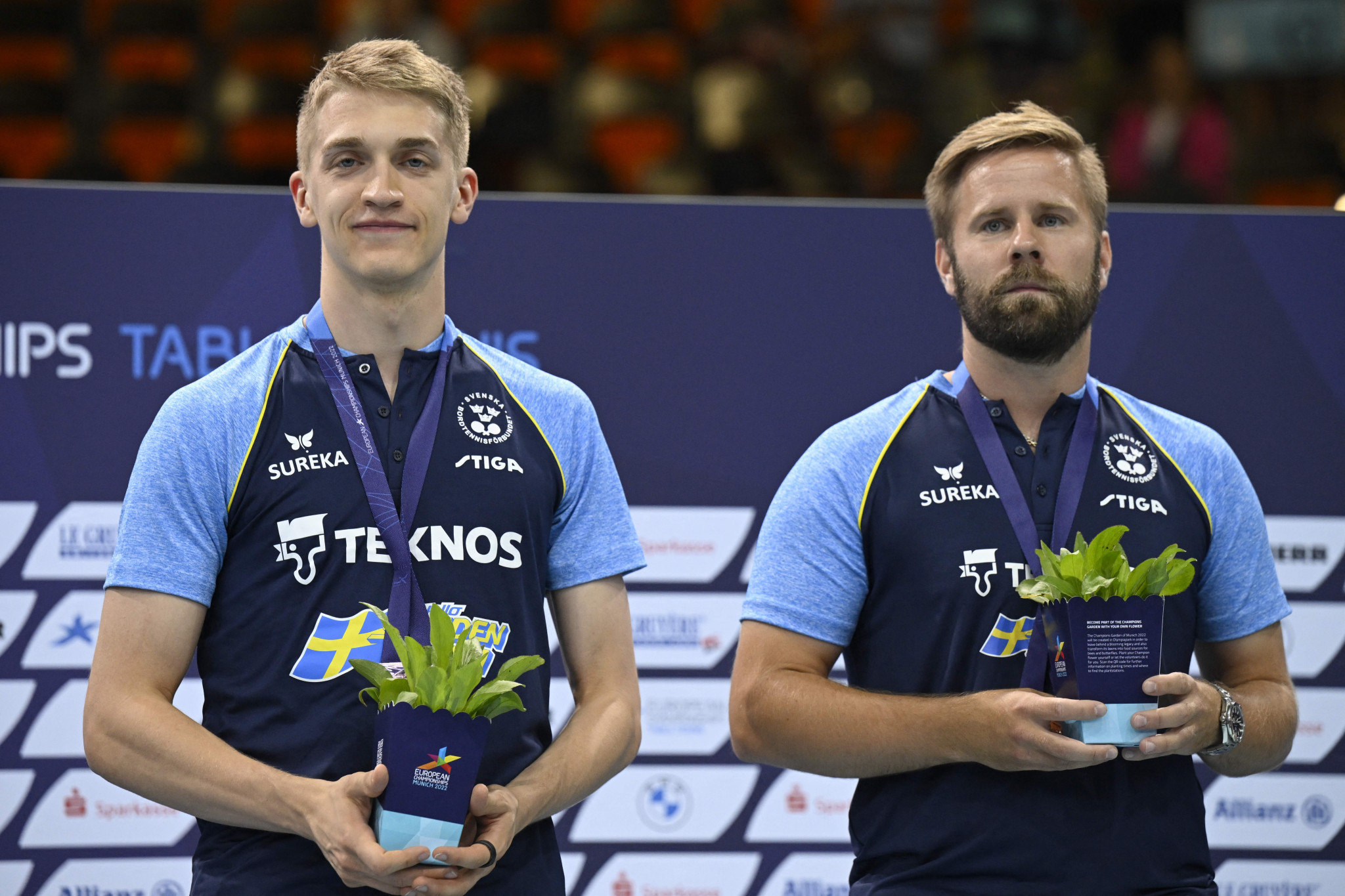Jon Persson, right, is out of the World Team Table Tennis Championships after testing positive for COVID-19 ©Getty Images
