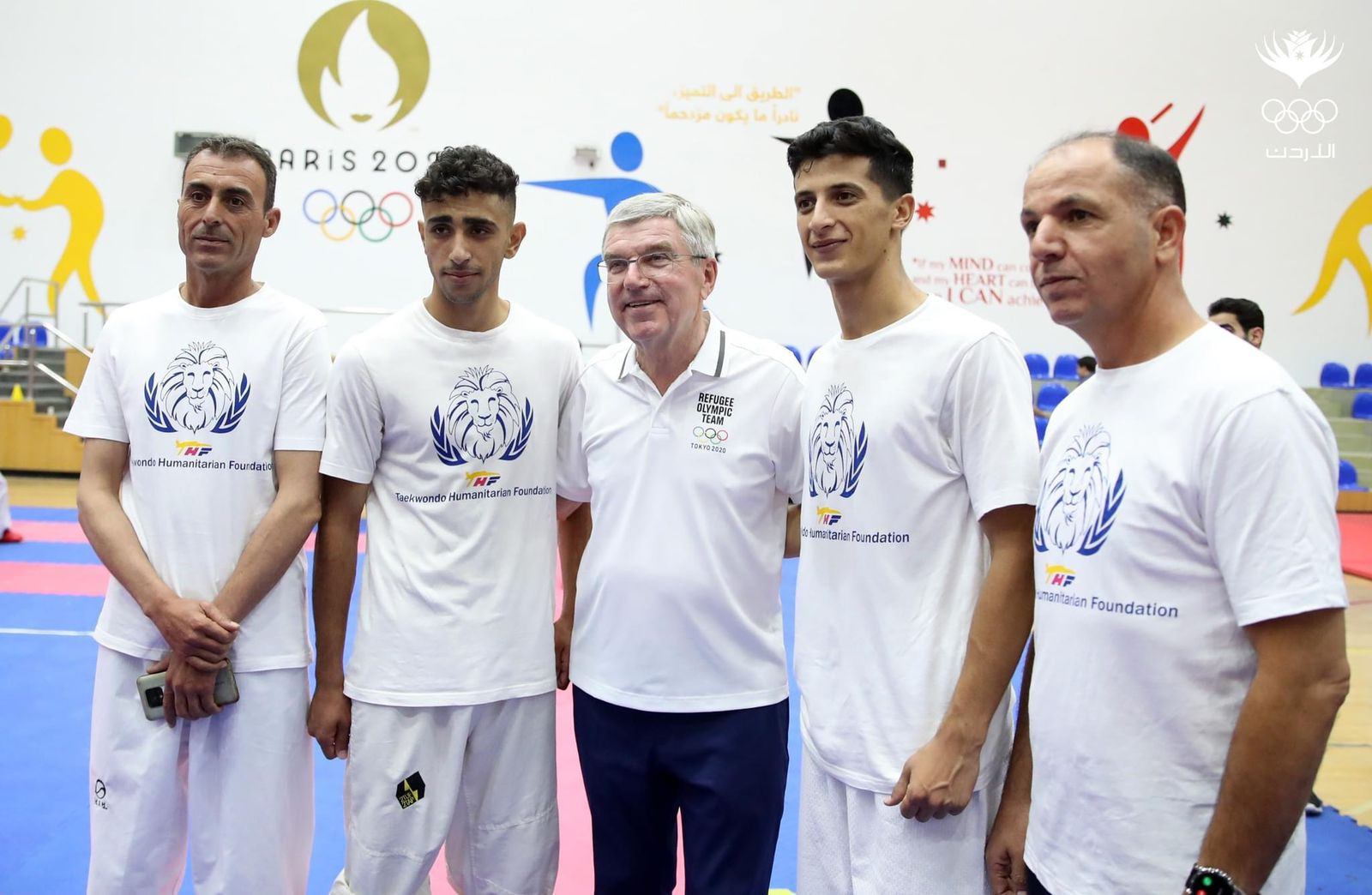 Yahya Basam Al-Ghoutani, second left, with IOC President Thomas Bach in Jordan ©World Taekwondo