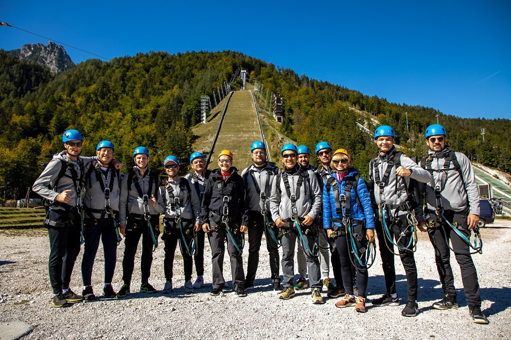 Some of the delegates braved a zip wire during the EUSA Convention ©EUSA