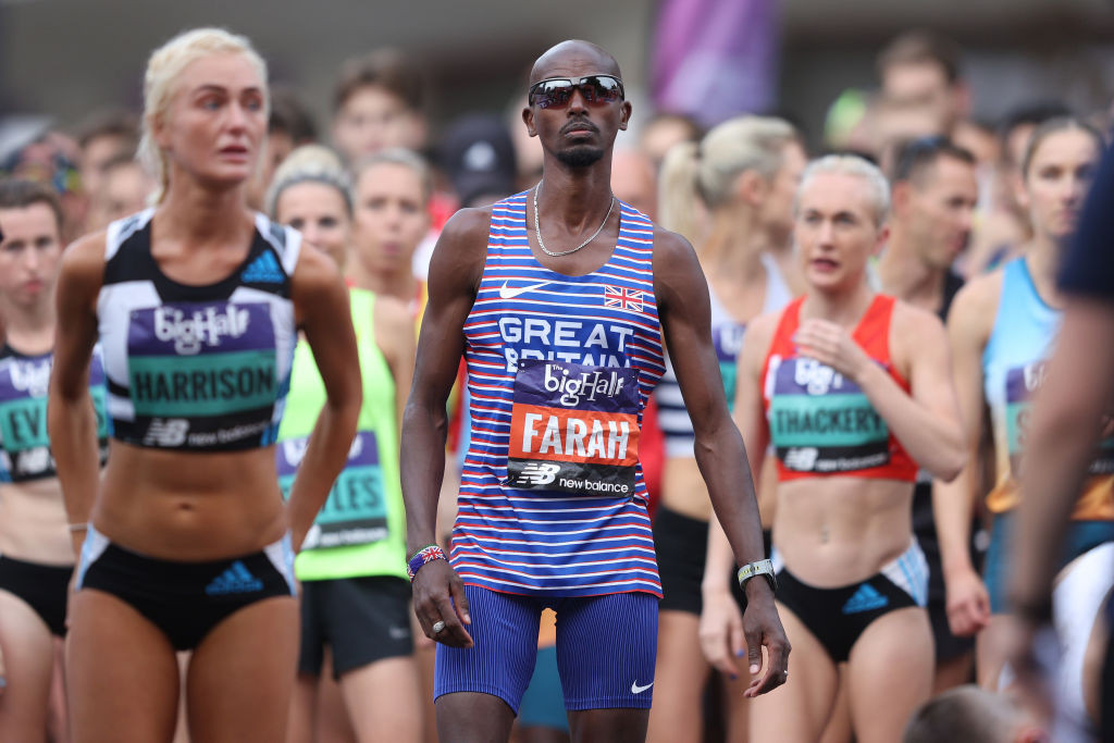 Sir Mo Farah, pictured before winning this month's Big Half, is hopeful he can make next year's London Marathon after having to drop out of Sunday's race with a hip injury ©Getty Images