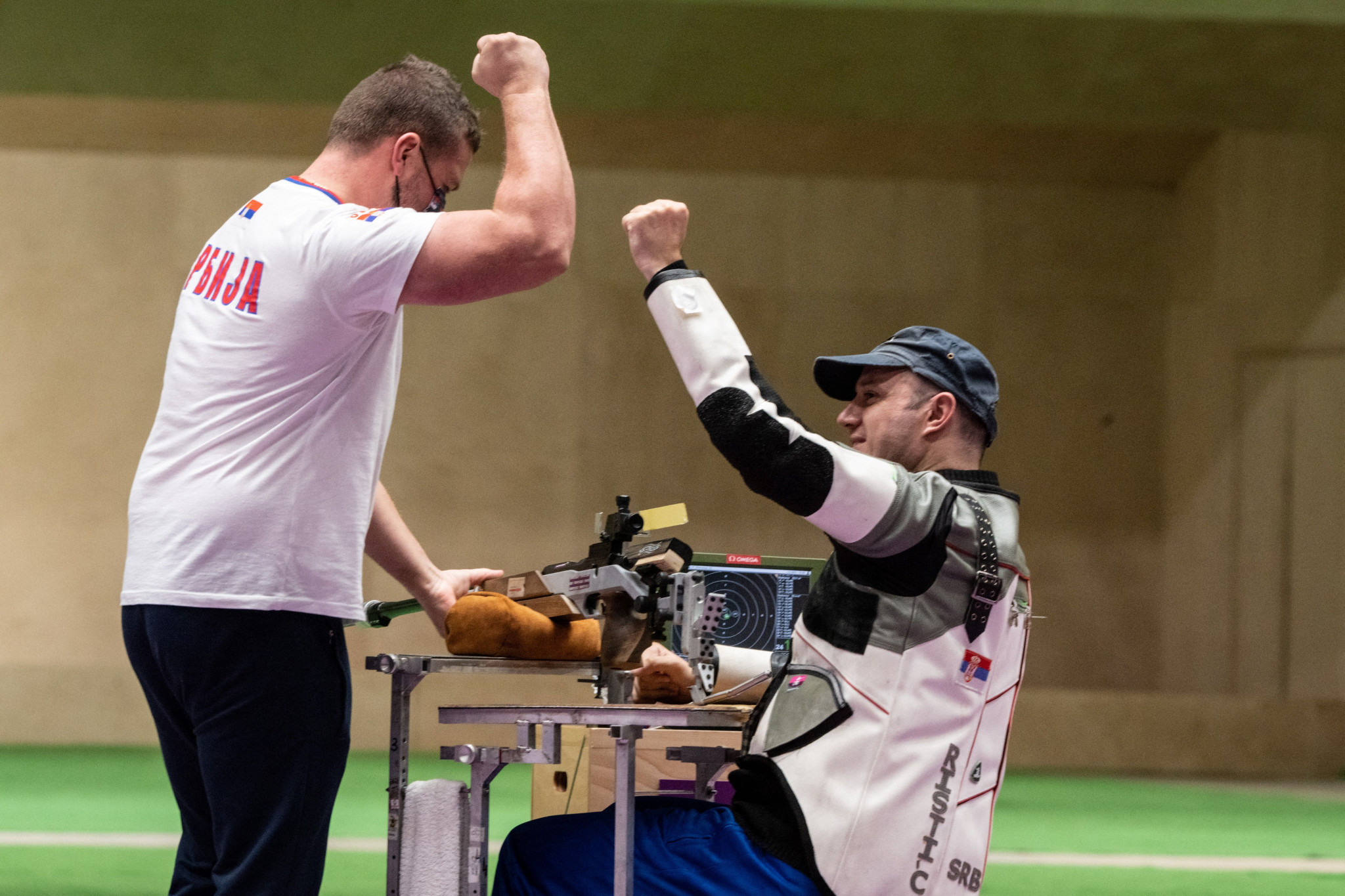 Serbia's Dragan Ristic, pictured seated, won two golds at the World Shooting Para Sport Grand Prix in Novi Sad ©Getty Images