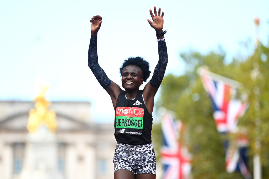 Joyciline Jepkosgei faces a strong challenge as she defends her women's London Marathon title tomorrow ©Getty Images