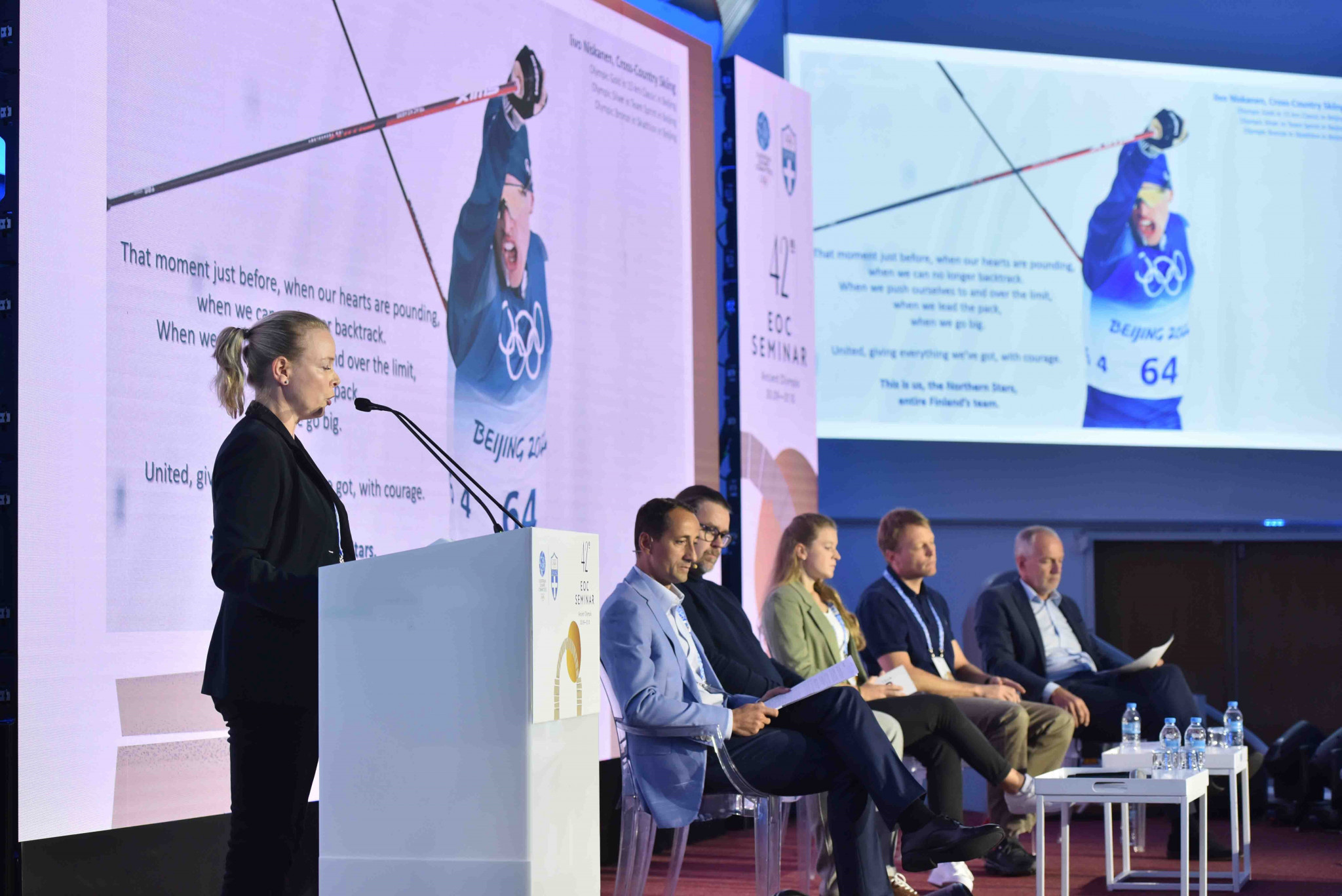 Sari Rimpiläinen, of the Finnish Olympic Committee, was among the panellists for the social media presentations ©EOC
