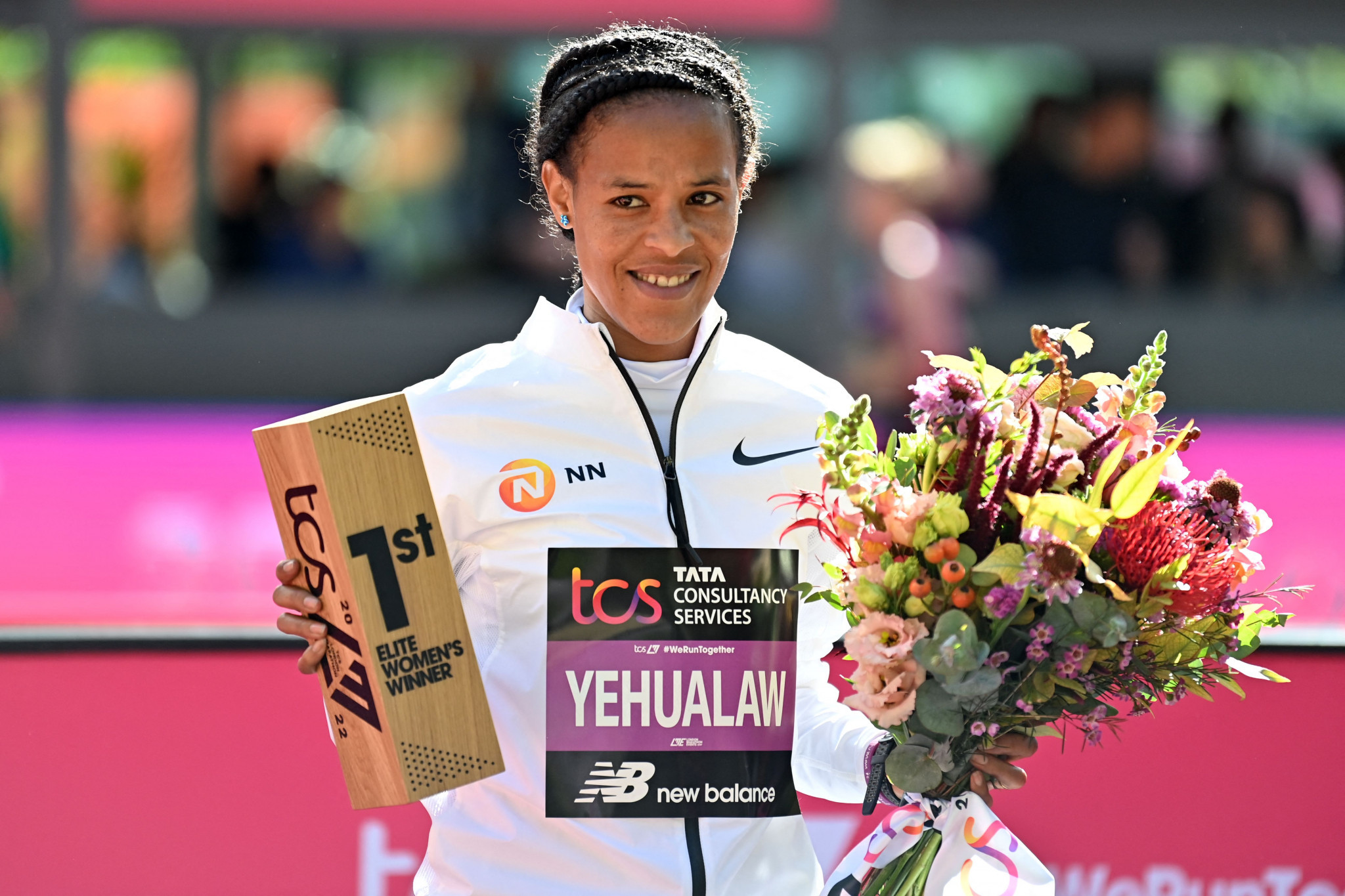 Ethiopia's 23-year-old Yalemzerf Yehualaw became the youngest-ever winner of the women's race at the London Marathon ©Getty Images
