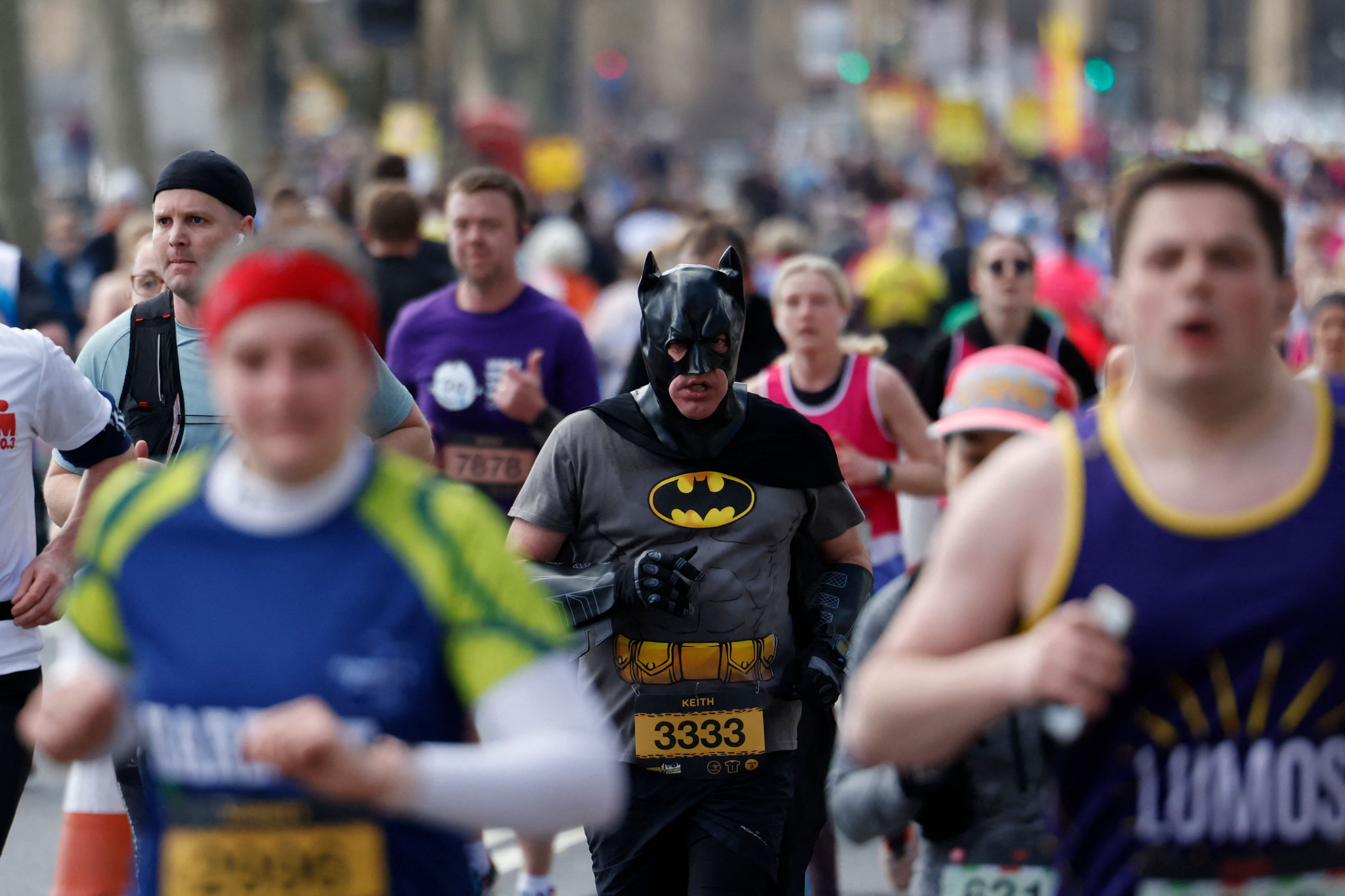 A man dressed as Gotham's vigilante hero Batman was among the runners ©Getty Images 