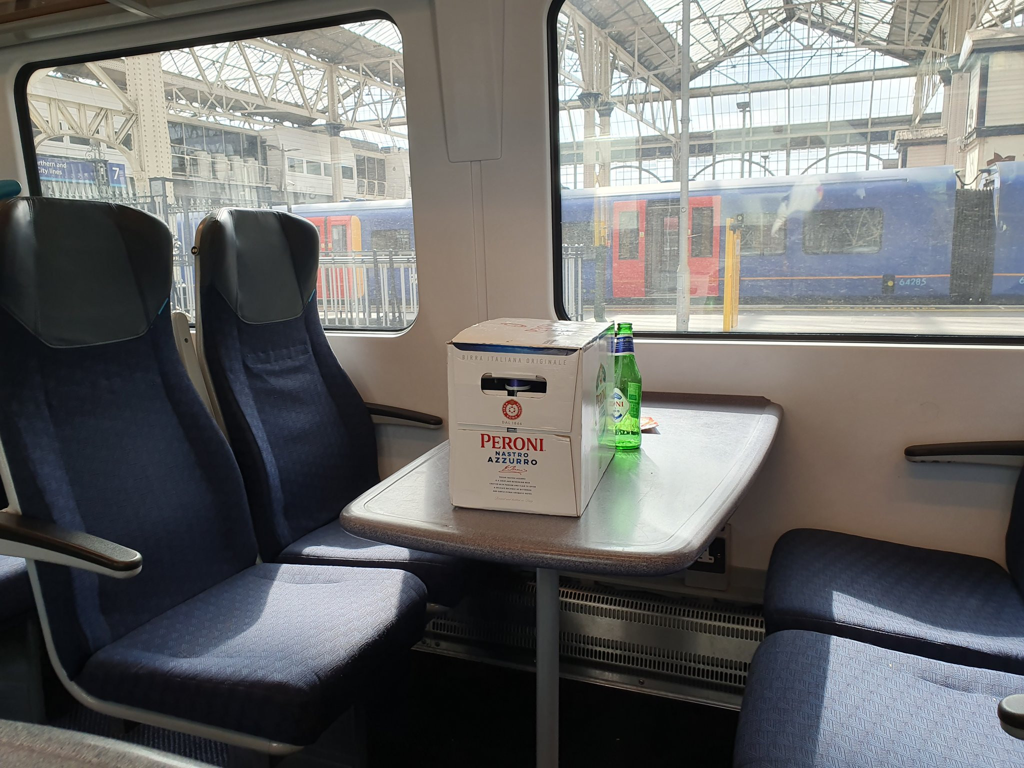 The abandoned box of beer on the train into London, on the day of the Euros final ©ITG