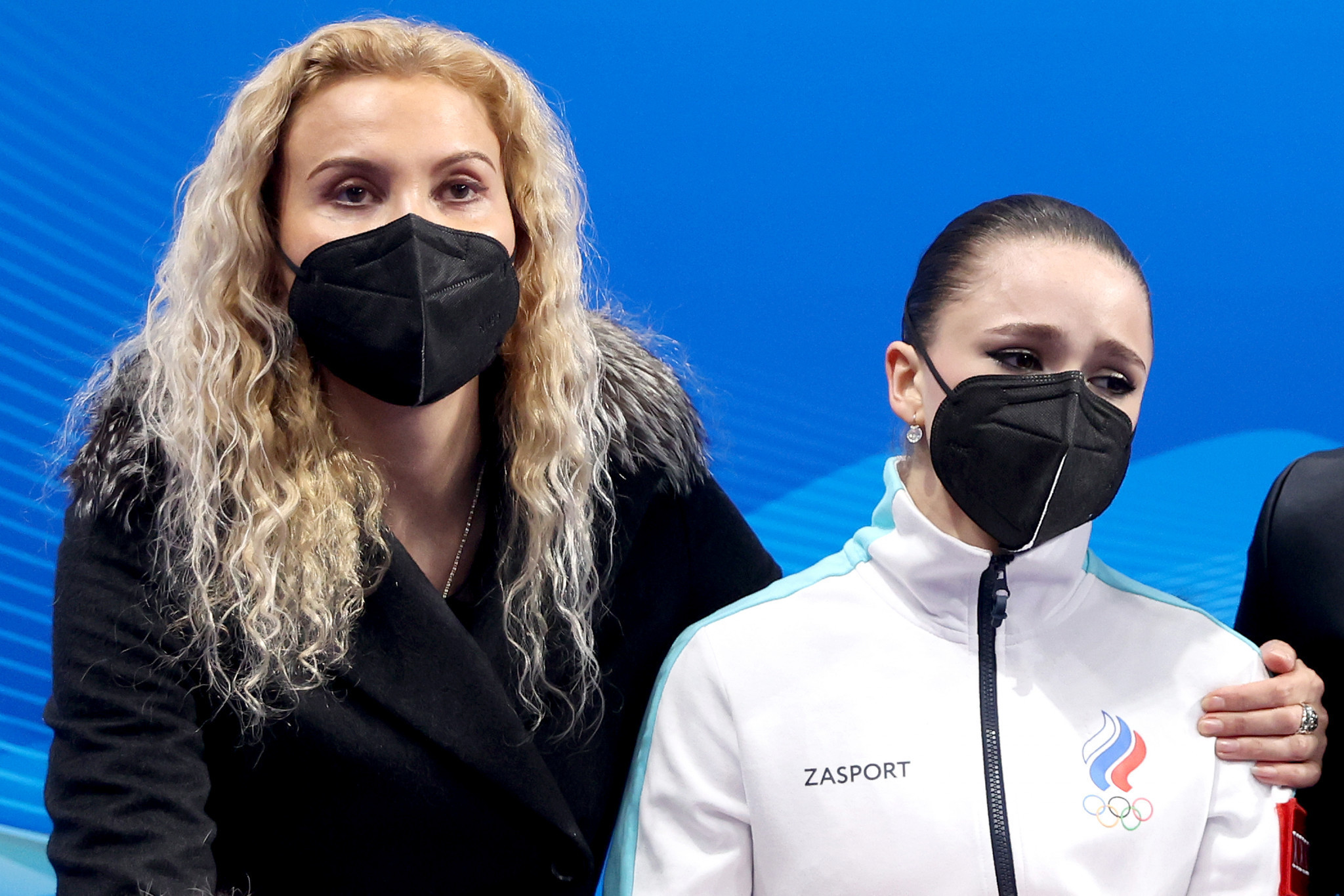 Russian skating coach Eteri Tutberidze, left, was strongly criticised by Thomas Bach for the way she treated 15-year-old Kamila Valieva at Beijing 2022 ©Getty Images