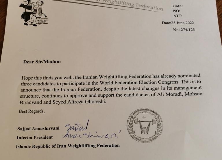 Ali Moradi insists he had the backing of the Iranian Weightlifting Federation to stand for IWF secretary general  ©EWF
