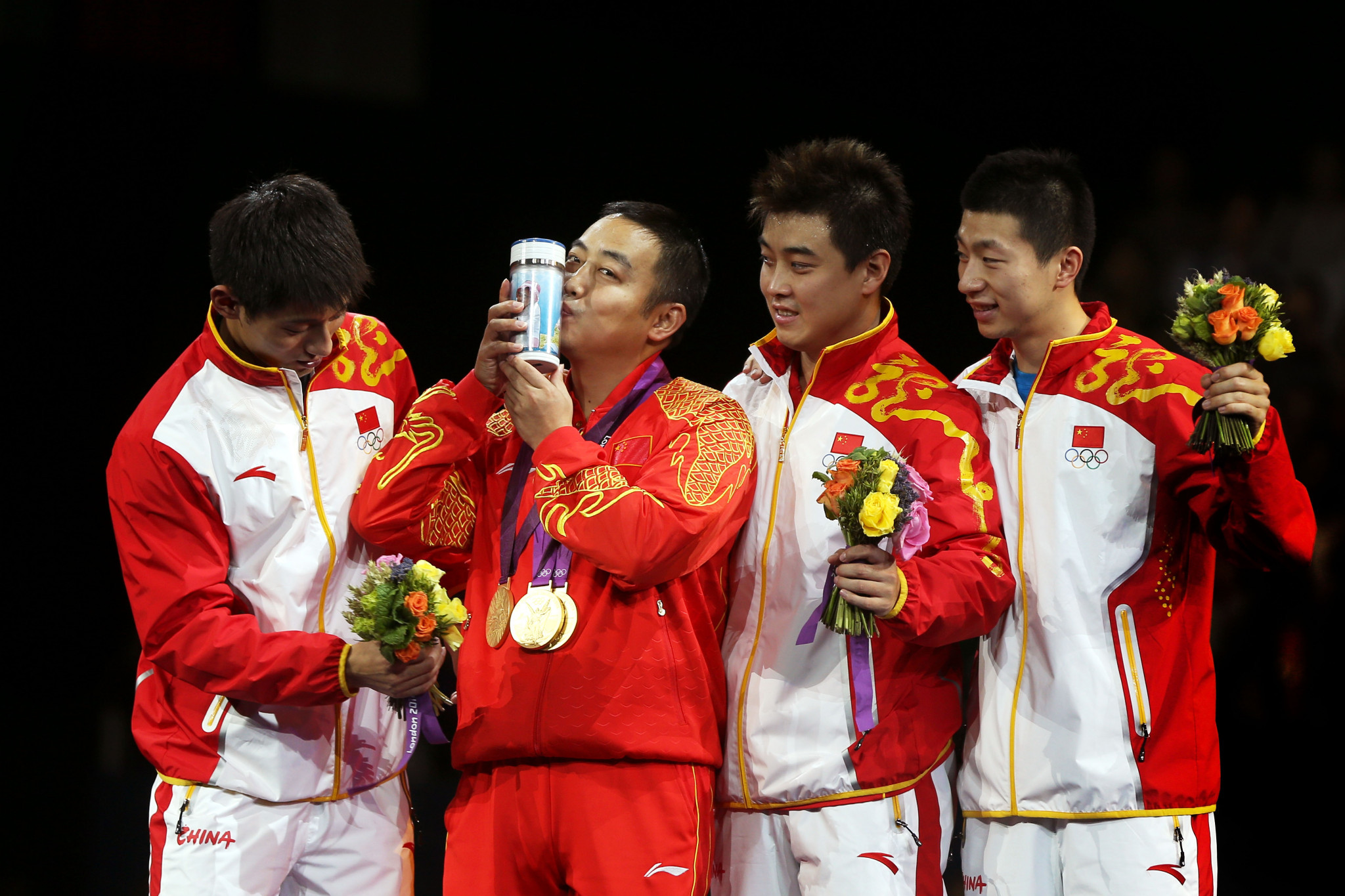 Liu Guoliang, second to left, led China to several Olympic gold medals during his time as men's head coach ©Getty Images
