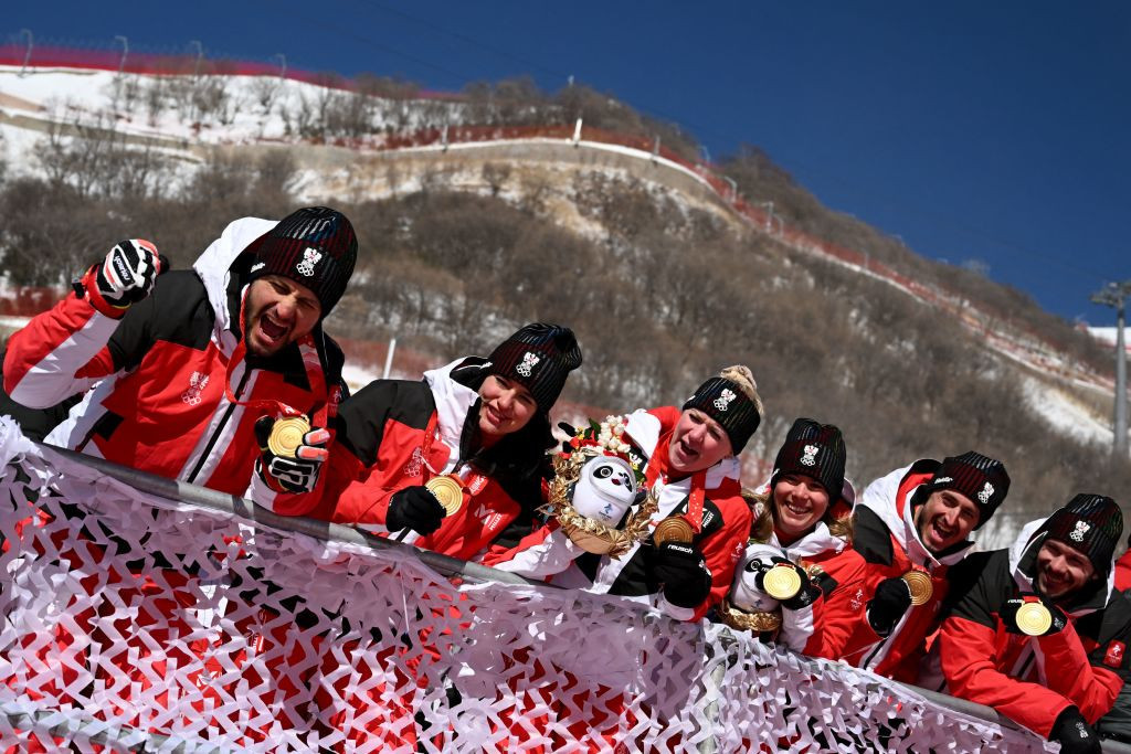Austria won gold in the mixed team parallel slalom event at Beijing 2022 Games - but the event has been dropped from the programme for Milan Cortina 2026 ©Getty Images