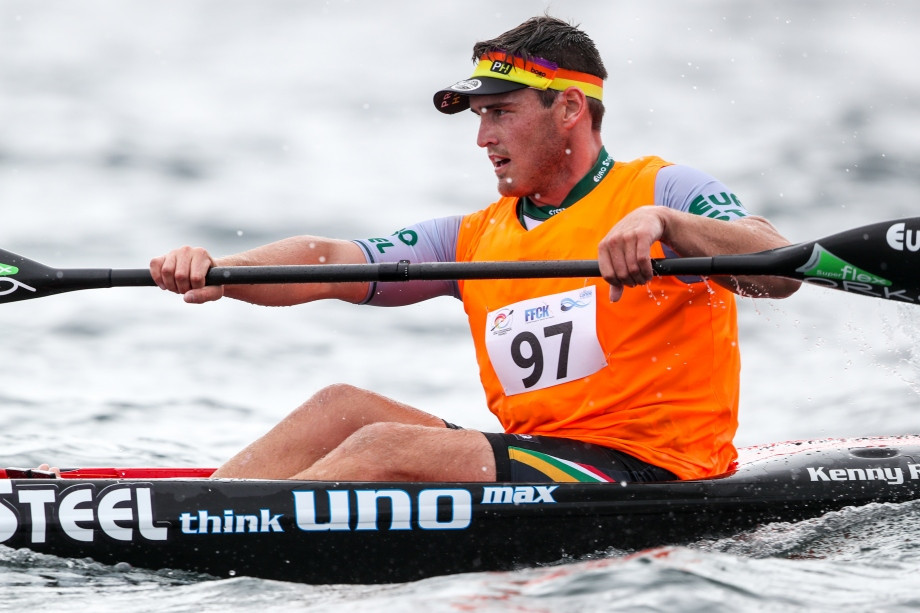 Sean Rice maintained South African domination of the men's event at the ICF Canoe Ocean Racing World Championships in Portugal ©ICF