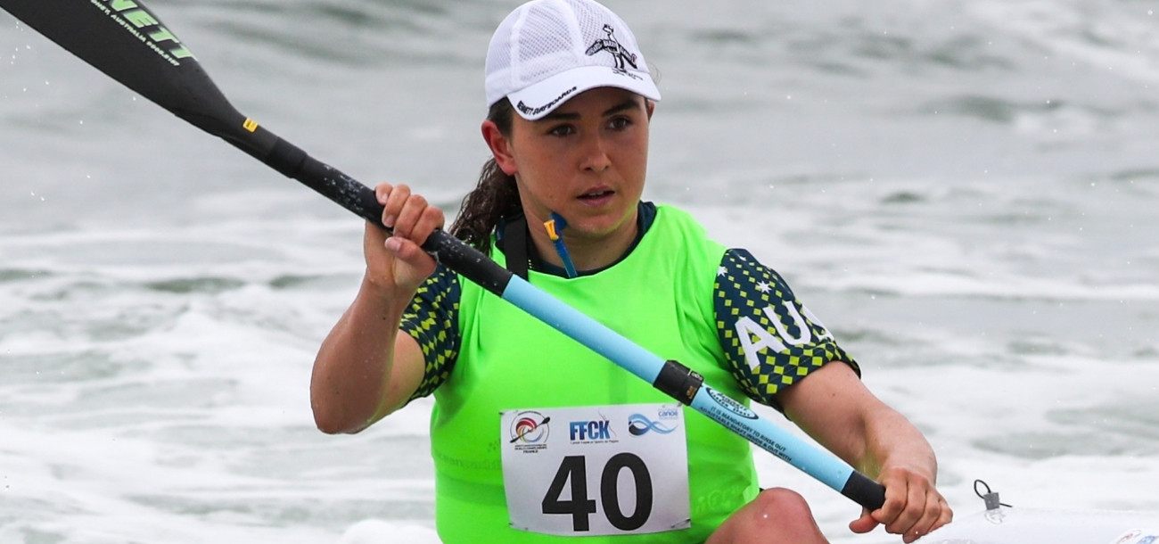 Jemma Smith won Australia's first senior women's title at the ICF Canoe Ocean Racing World Championships in Portugal ©ICF