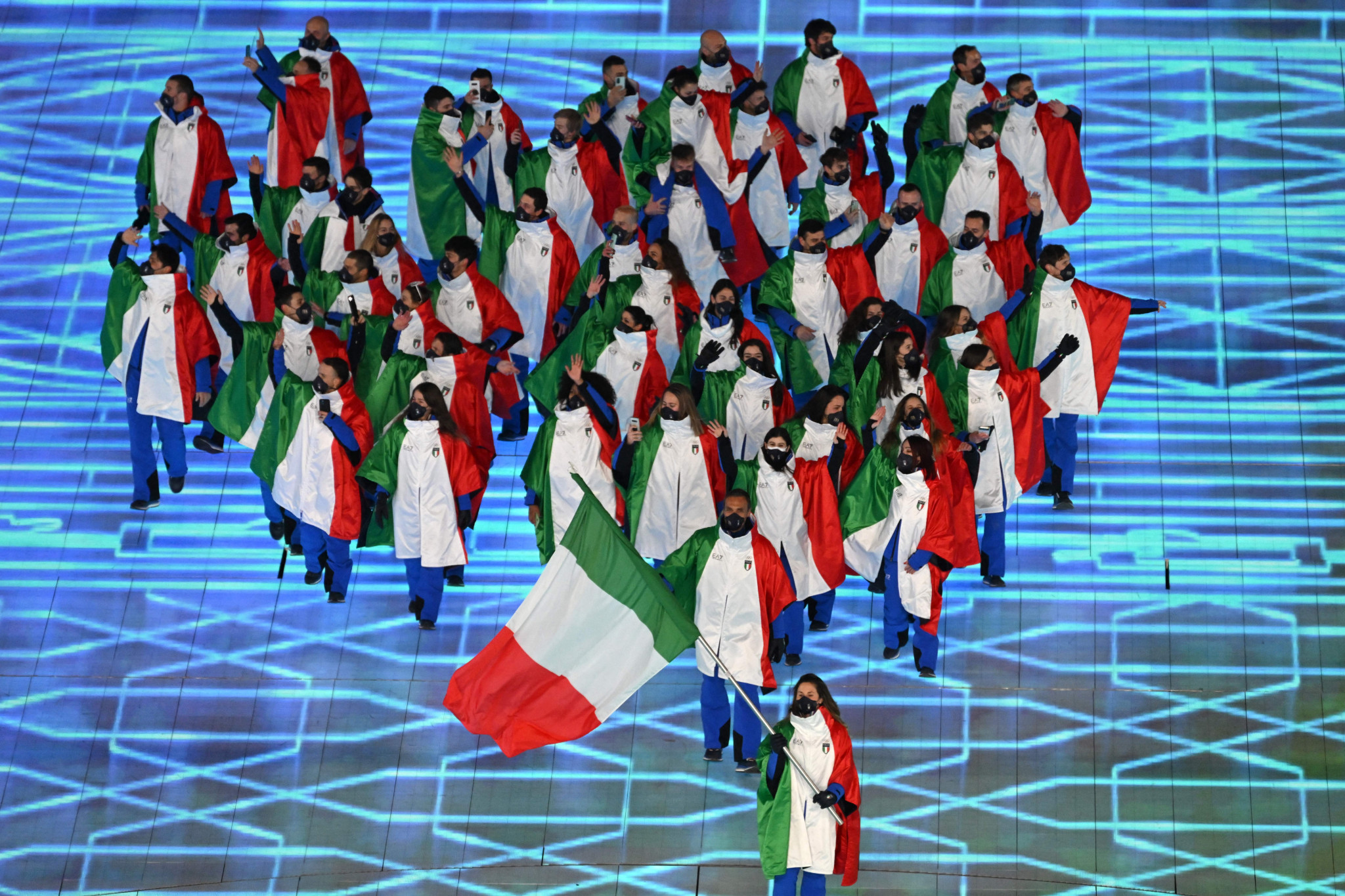 The Italian team wore Armani at the Beijing 2022 Opening Ceremony ©Getty Images