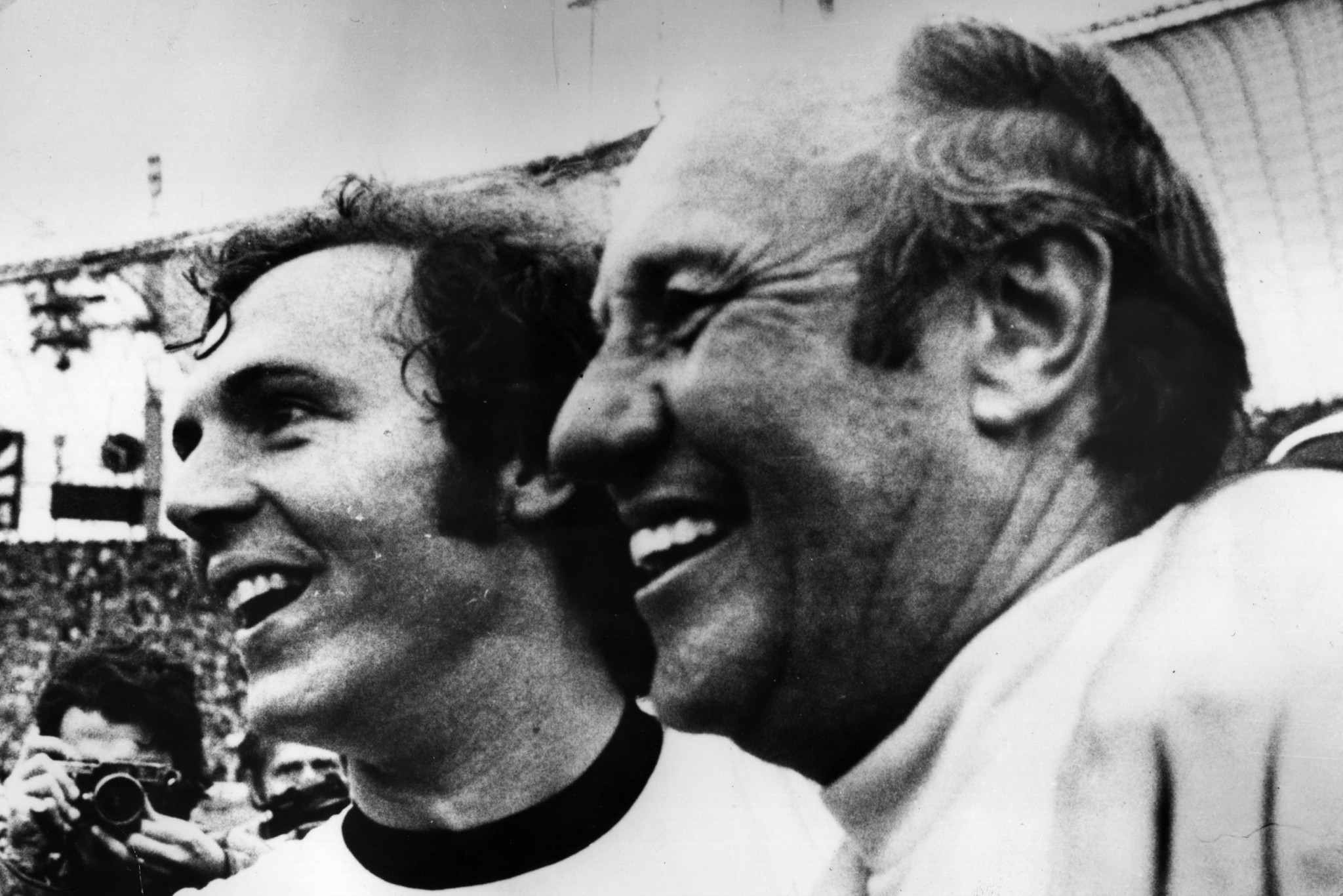Helmut Schoen, right, seen with Franz Beckenbauer after West Germany had won the 1974 FIFA World Cup ©Getty Images